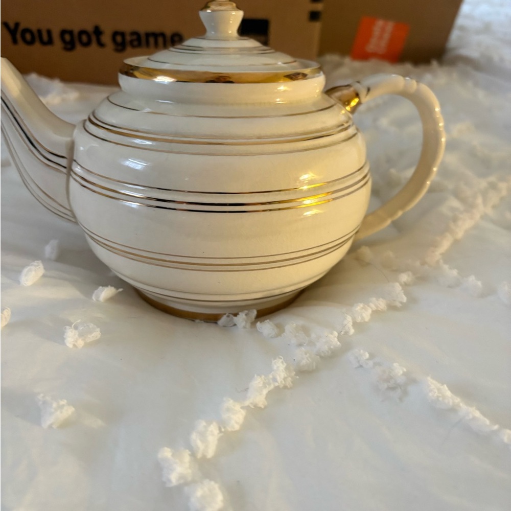 Elegant Gold and Cream Teapot Sandler China England